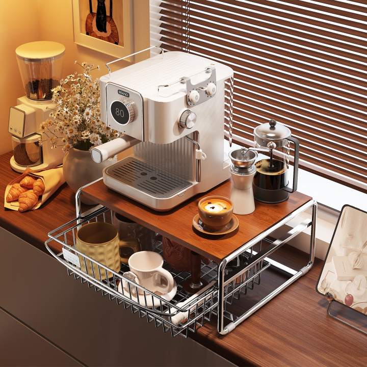 Qu'est-ce qui fait du support de rangement pour tasses de cafetière de comptoir avec panier coulissant un incontournable pour la station à café Qu'est-ce qui fait du support de rangement pour tasses de cafetière de comptoir avec panier coulissant un incontournable pour la station à café