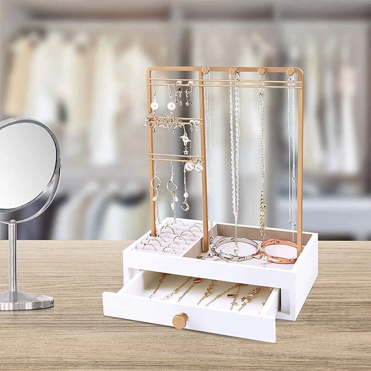Support de rangement de bijoux personnels en métal de bureau