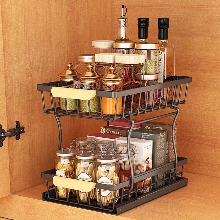 Support de rangement de cuisine extractible en métal robuste
