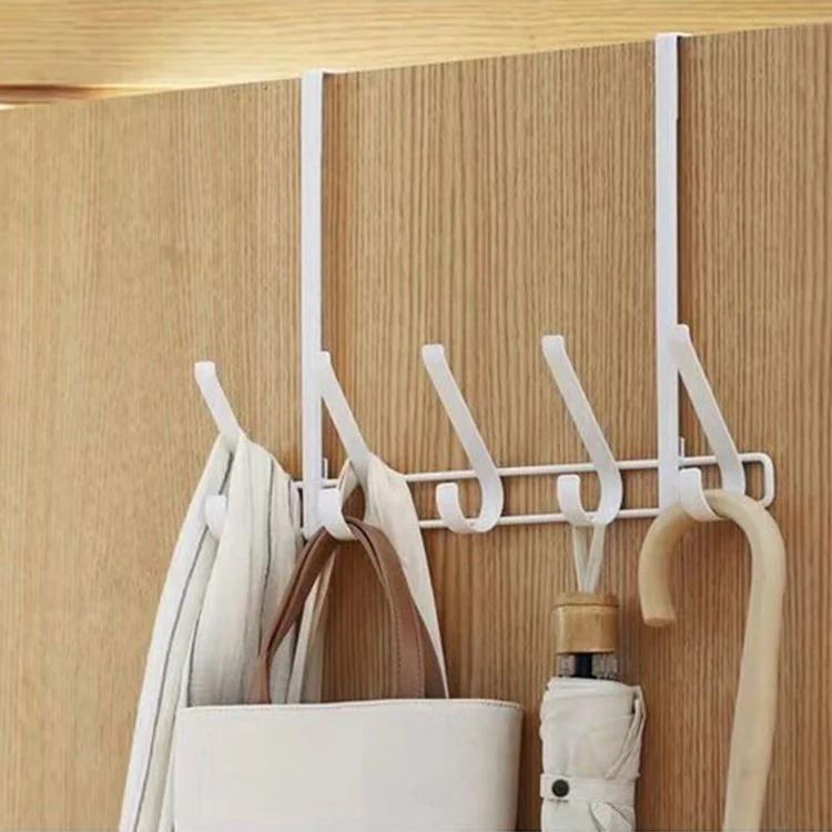 Support de rangement en métal à crochets multiples au-dessus de la porte