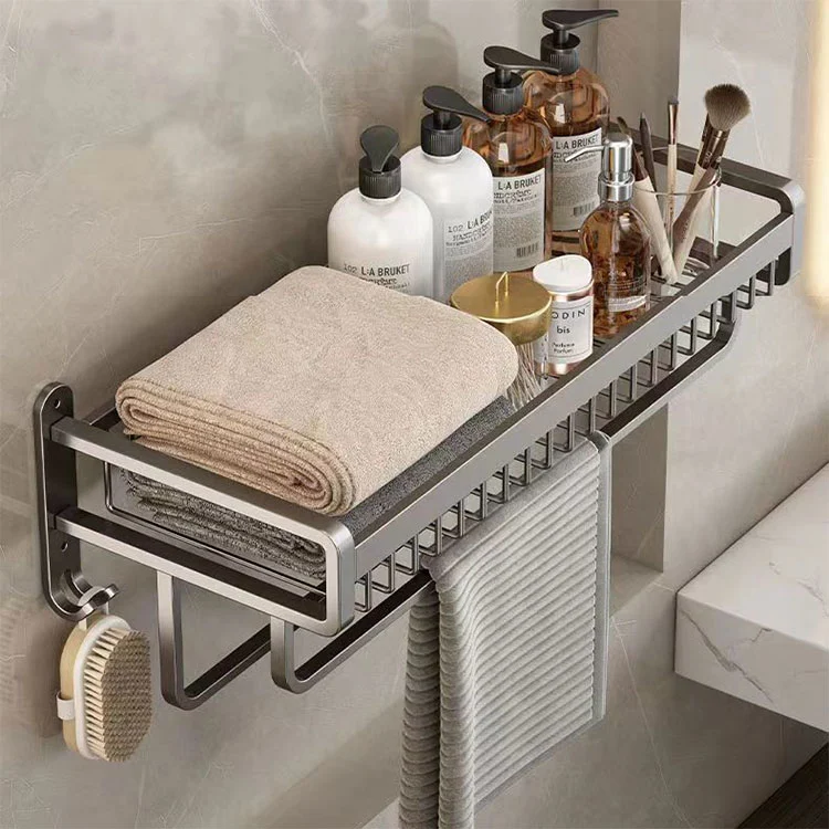 Porte-serviettes mural en métal sans perçage pour salle de bain